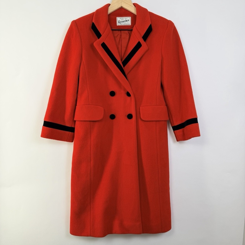 Vintage Rothschild Red Wool Coat ILGWU‎ Union Made USA 3/4 Sleeve Size 10
